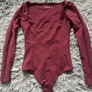 Abercrombie & Fitch Burgundy Long Sleeve Bodysuit